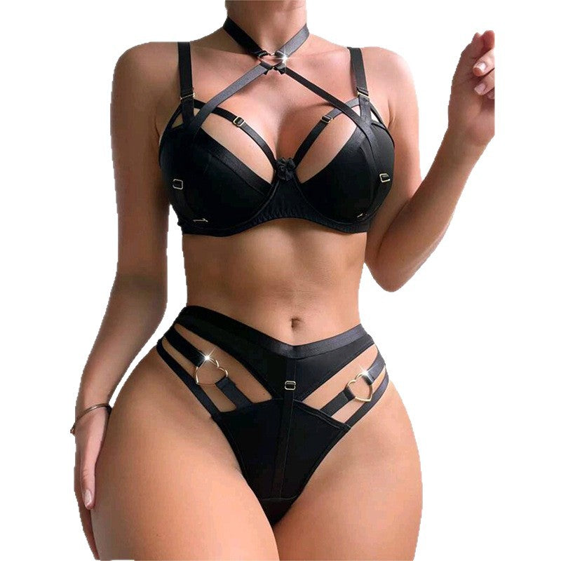 Ensemble lingerie deux pièces en résille noire