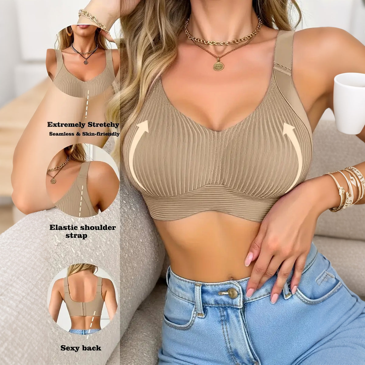 Soutien-gorge sans coutures à bonnets enveloppants